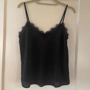 Black satin cami with lace